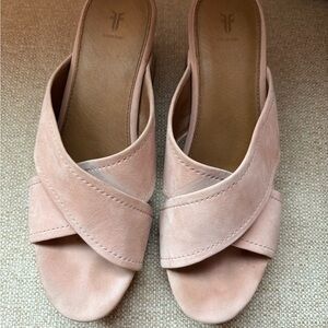Frye Women's Pink suede Slide Sandals
